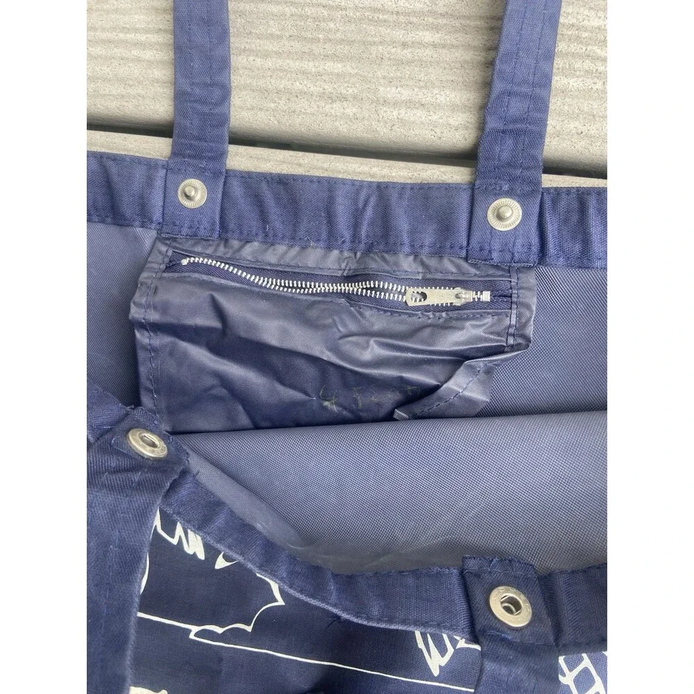 Vintage Florida Beach Tote Bag Navy Palm Trees Travel Souvenir Zip Pocket USA